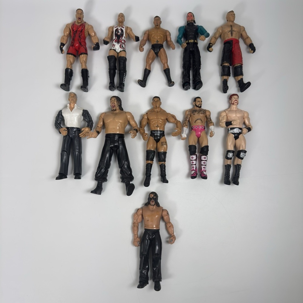 WWF WWE Wrestling Action Figures Lot Of 11 Mixed Vintage To Modern Mattel Jakks